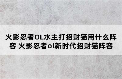 火影忍者OL水主打招财猫用什么阵容 火影忍者ol新时代招财猫阵容